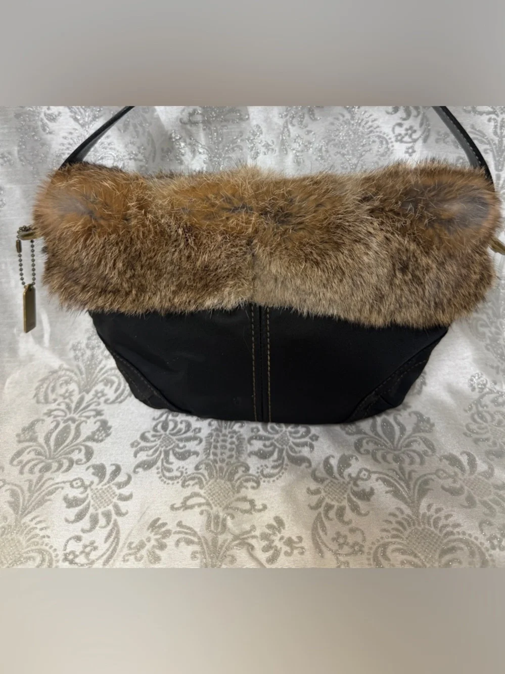Coach y2k fur and brass soho bag vintage Coach Soho Ski Hobo Bag nwot new